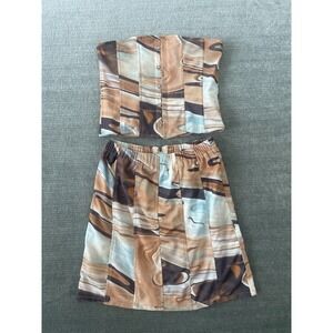 Akira Skirt Set Women S/M Watercolor Beige Mini Corset Coquette Femme Festival